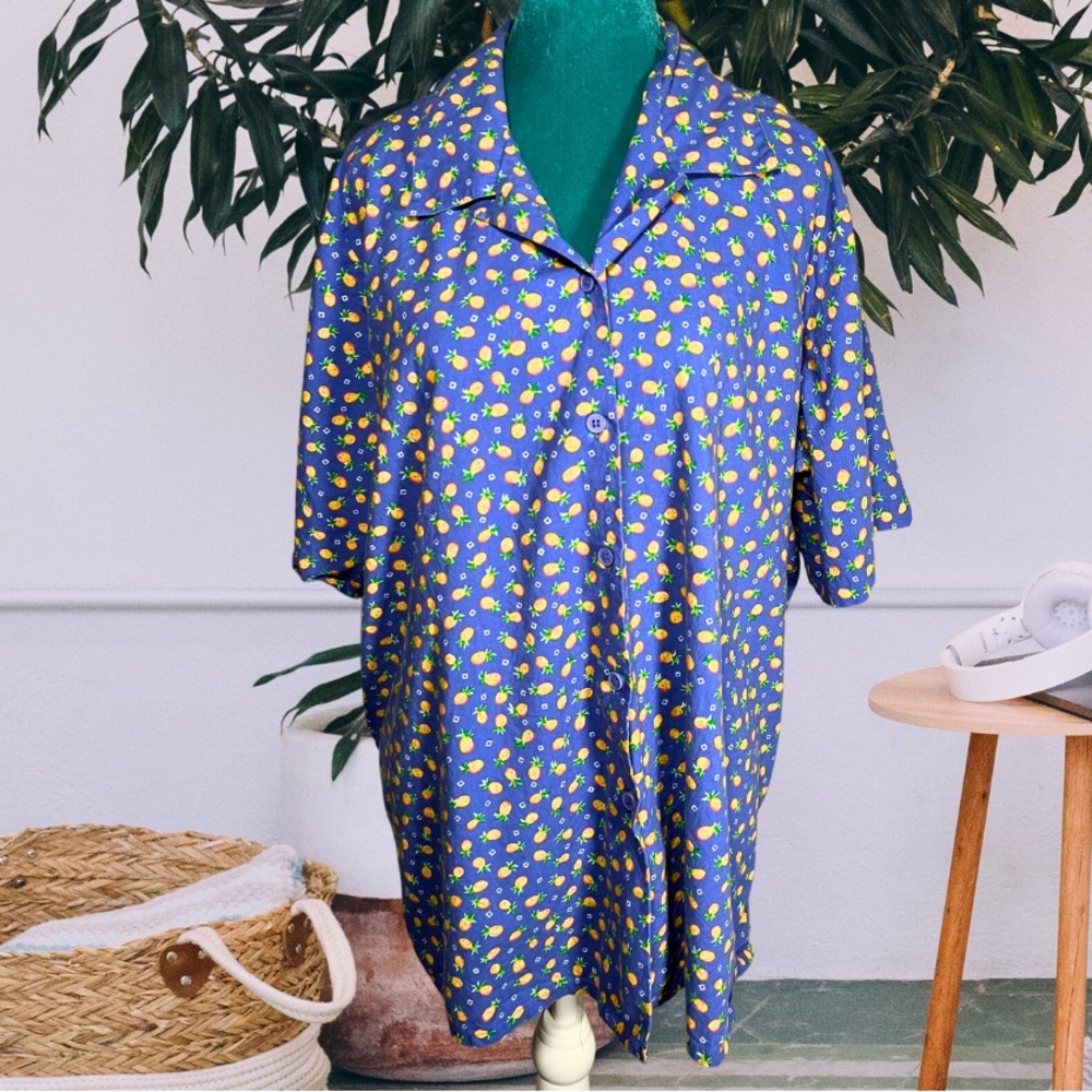 Vintage Pineapple Button Down Shirt